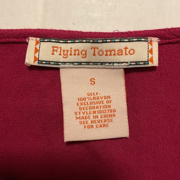 Flying Tomato Embroidered Dress Long Sleeve Burgundy - Picture 8 of 9